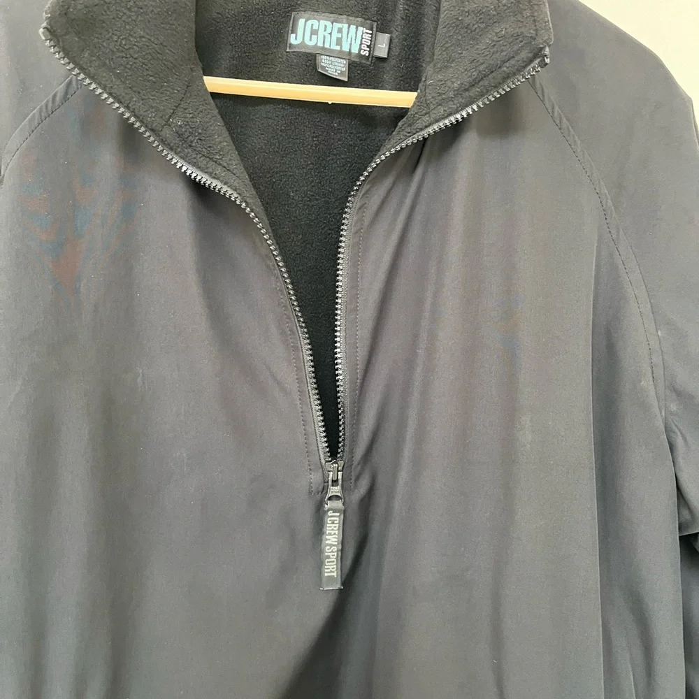 J Crew ~ Anorak Jacket ~ Fully Fleece Lined Weather Resistant Zipper Black Large